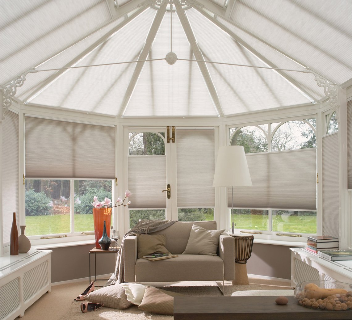 Duette Shades in conservatory